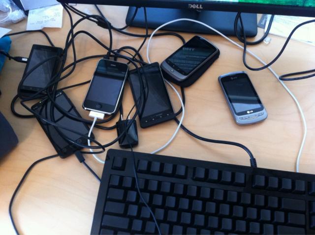 The untamed desk of a mobile developer
